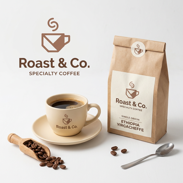 Roast & Co. Coffee Brand Logo Design